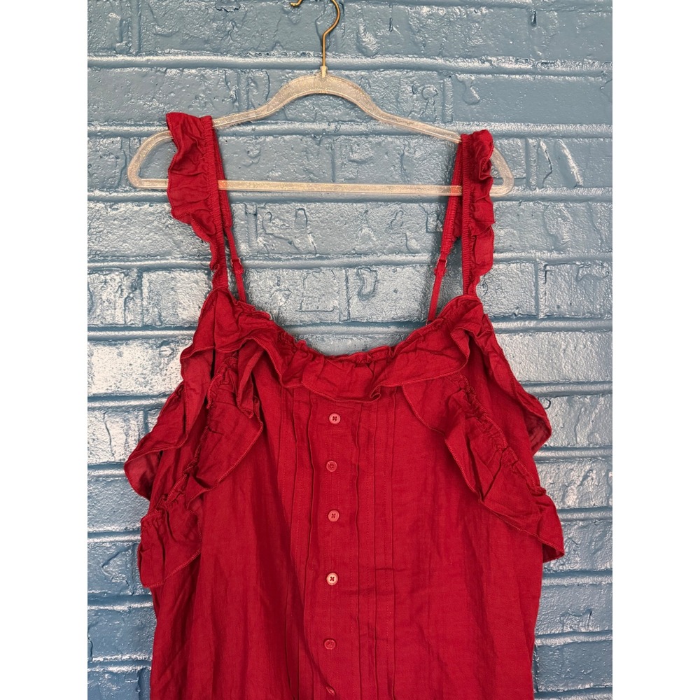 Universal Thread Maroon Red Ruffle Button Front Mini Dress XXL New With Tags - Picture 4 of 5